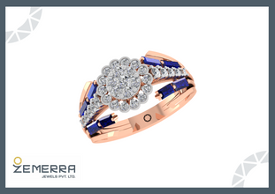 14K Rose Gold Diamond Halo Ring Sarafa Bazar India