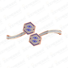 14K Rose Golod Diamond Two Center Hexagon Open Bracelets Sarafa Bazar India