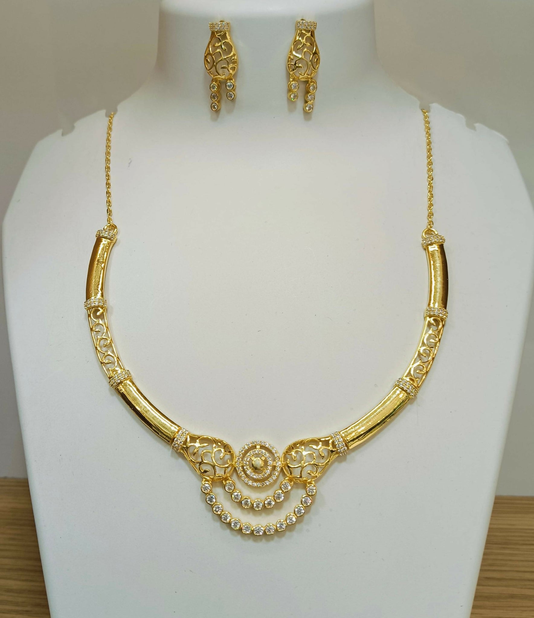 925 Silver Gold Plated Necklace Sarafa Bazar India