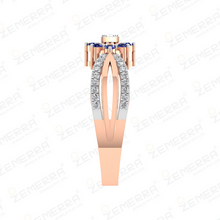 Luxurios 14K Gold Diamond Split Shank Floral Ring Sarafa Bazar India