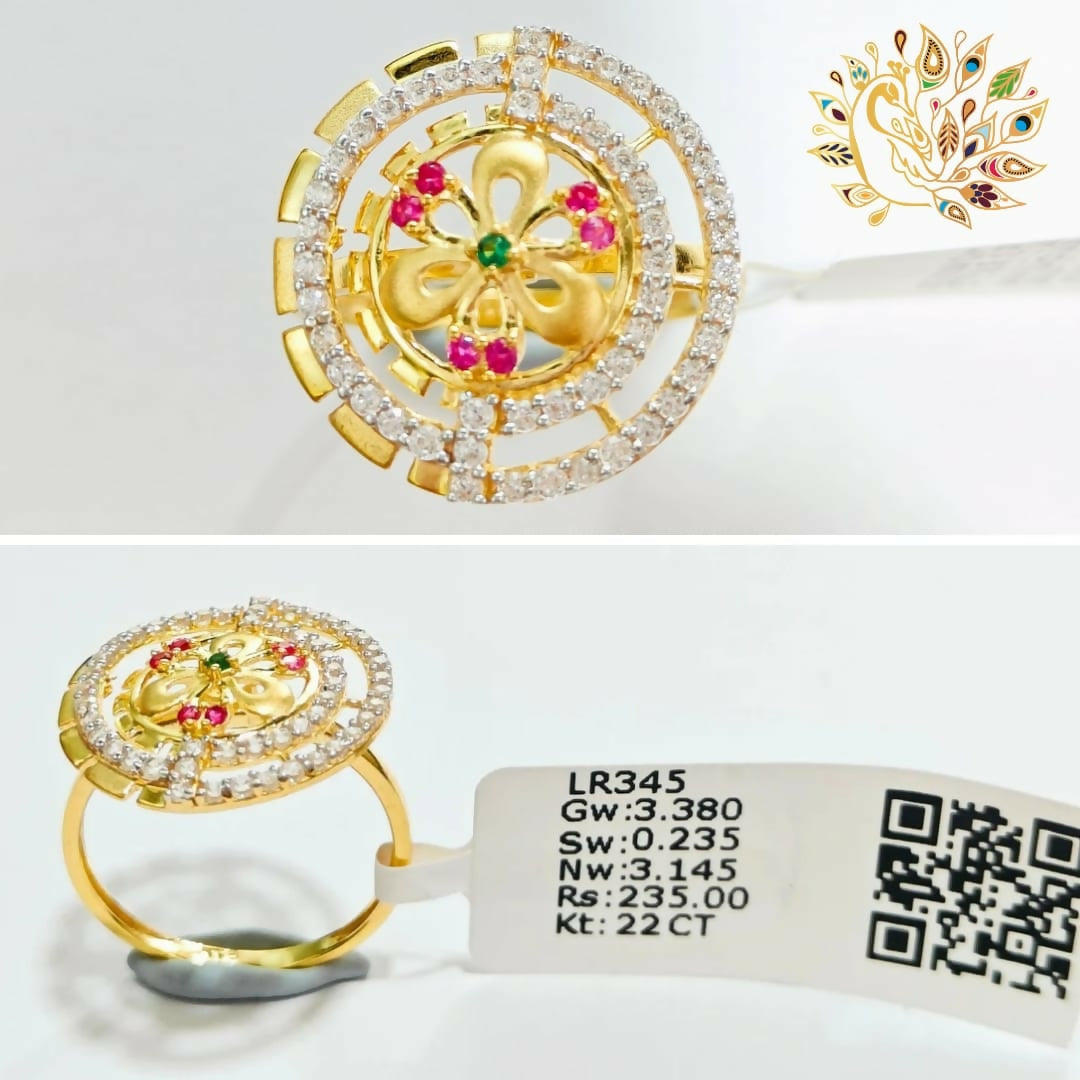 22kt CZ Ladies Ring Sarafa Bazar India