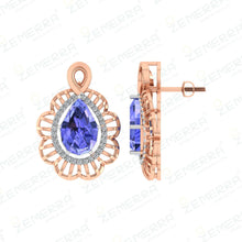 14K Rose Gold Diamond Stylish Pendant Set Sarafa Bazar India