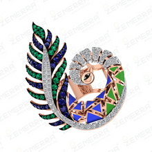 Elegant 14k Rose Gold Diamond Peacock Design Ring Sarafa Bazar India
