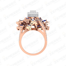 Modern 14K Rose Gold Diamond Floral Halo Ring Sarafa Bazar India