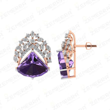 Fancy 14K Rose Gold Diamond Amethyst Pendant set Sarafa Bazar India