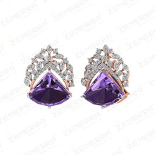 Fancy 14K Rose Gold Diamond Amethyst Pendant set Sarafa Bazar India