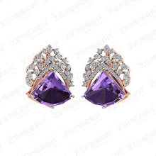 Fancy 14K Rose Gold Diamond Amethyst Pendant set Sarafa Bazar India