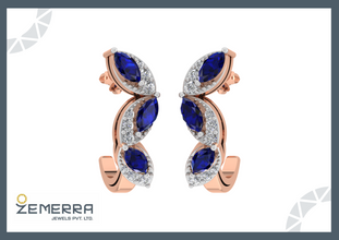 14k Rose Gold Diamond Hoop Earrings Easy to Wear Sarafa Bazar India