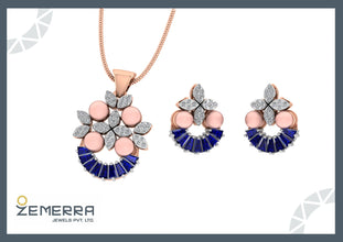 Fine 14K Rose Gold Diamond Pendant Set Today Sarafa Bazar India