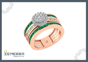 Fine Jewelry 14K Rose Gold Diamond Ring Sarafa Bazar India