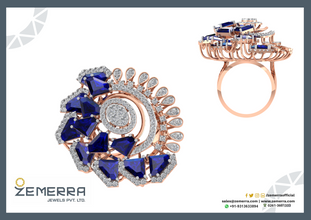 Elegance 14K Rose Gold Diamond Sunburst Statement Ring Sarafa Bazar India