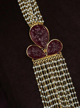 Freshwater Pearl Necklace with Ruby Sidepiece Sarafa Bazar India