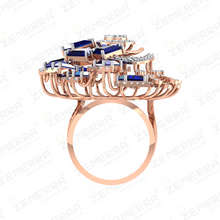 Elegance 14K Rose Gold Diamond Sunburst Statement Ring Sarafa Bazar India