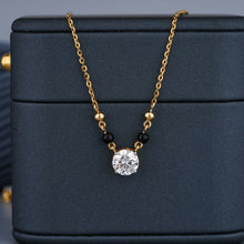 Solitaire Diamond Mangalsutra BIS Hallmarked In 14K Yellow Gold Sarafa Bazar India