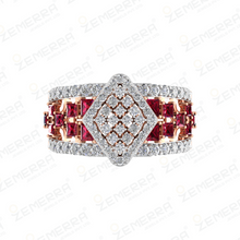 Ruby Stone Diamond Halo Engagement Ring In 14KT Sarafa Bazar India
