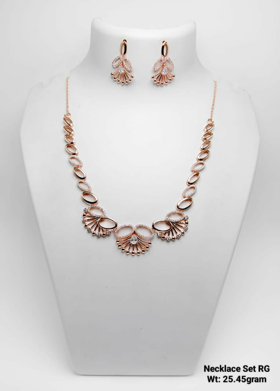 925 Silver Gold Plated Necklace Set Sarafa Bazar India