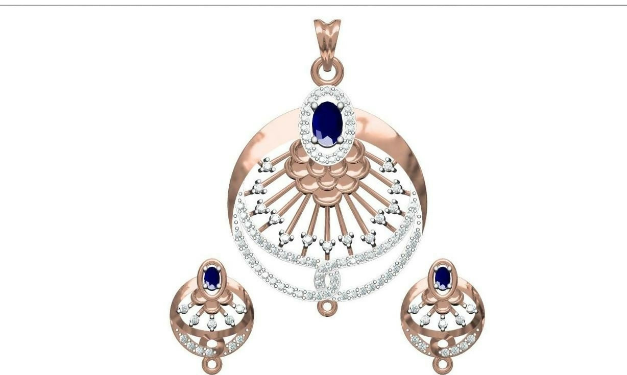 Rose Gold Pendant Set Sarafa Bazar India