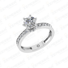 Round Cut Solitaire Hidden Halo Diamond Ring in 14K White Gold Sarafa Bazar India