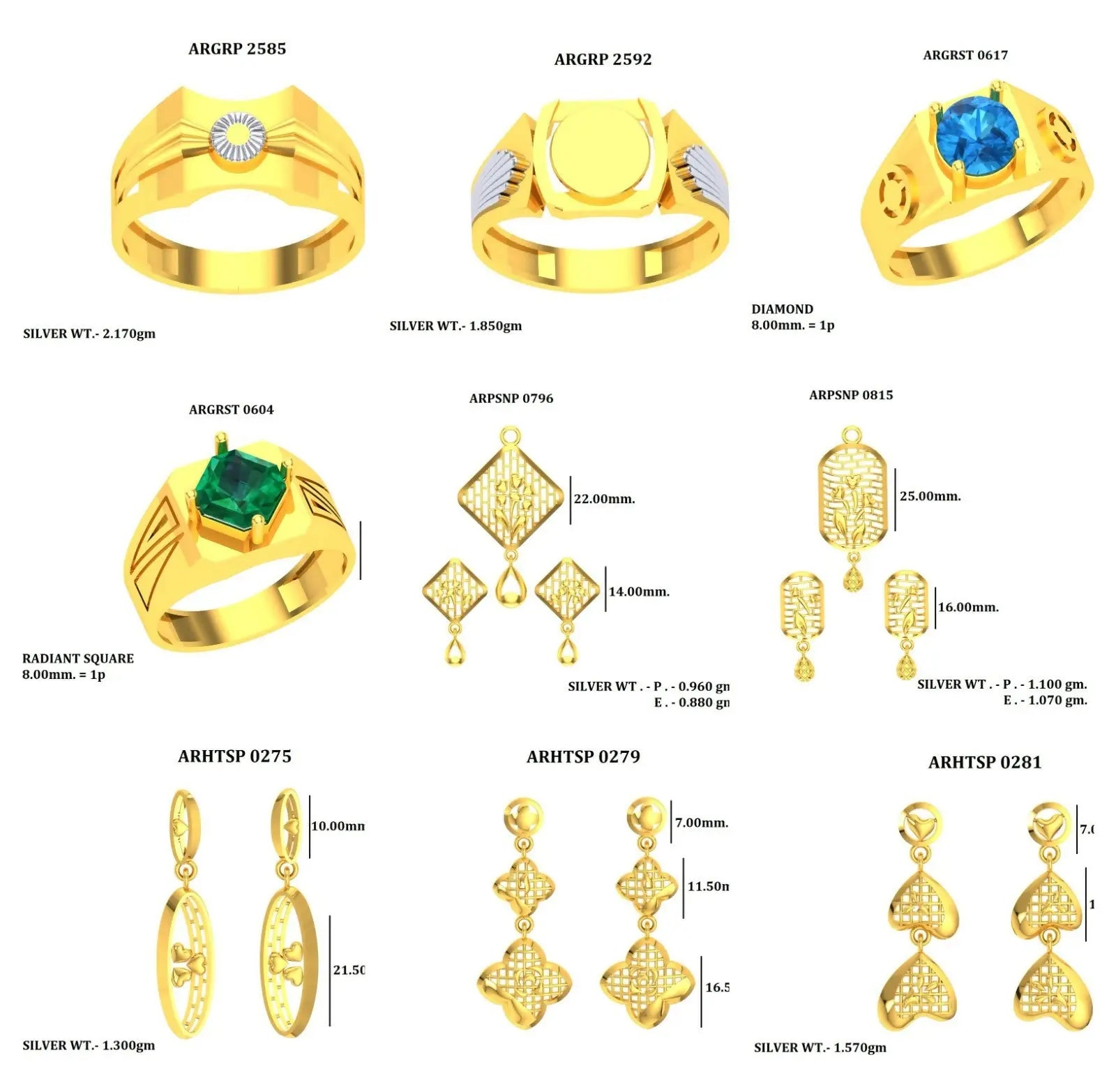 Gents Rings, Pendant Set & Earrings Moulds Sarafa Bazar India