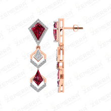 Delicate 14K Gold Diamond Ruby Kite Cut Stone Necklace Set Sarafa Bazar India