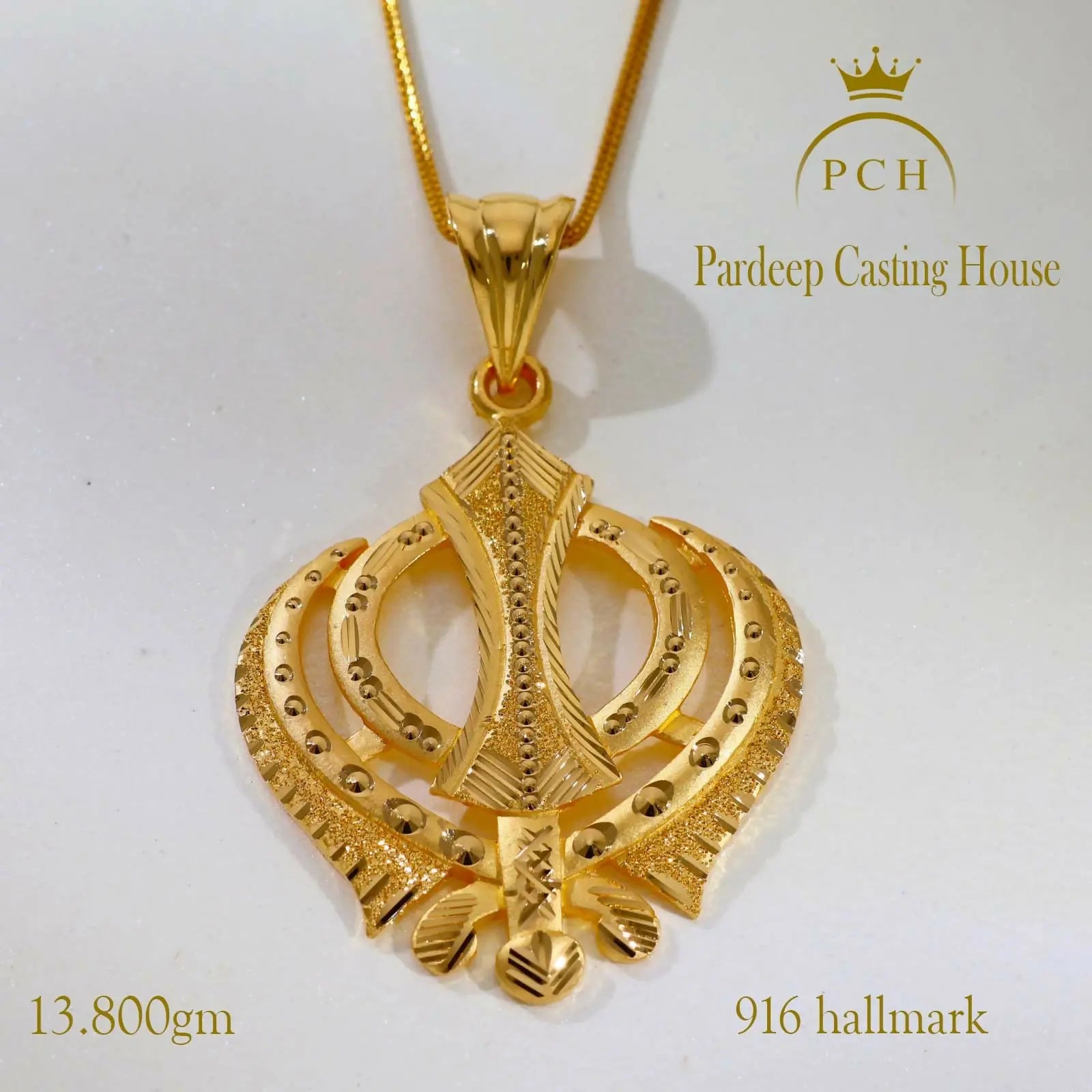 Gold Fancy Gent's Khanda Pendant Sarafa Bazar India