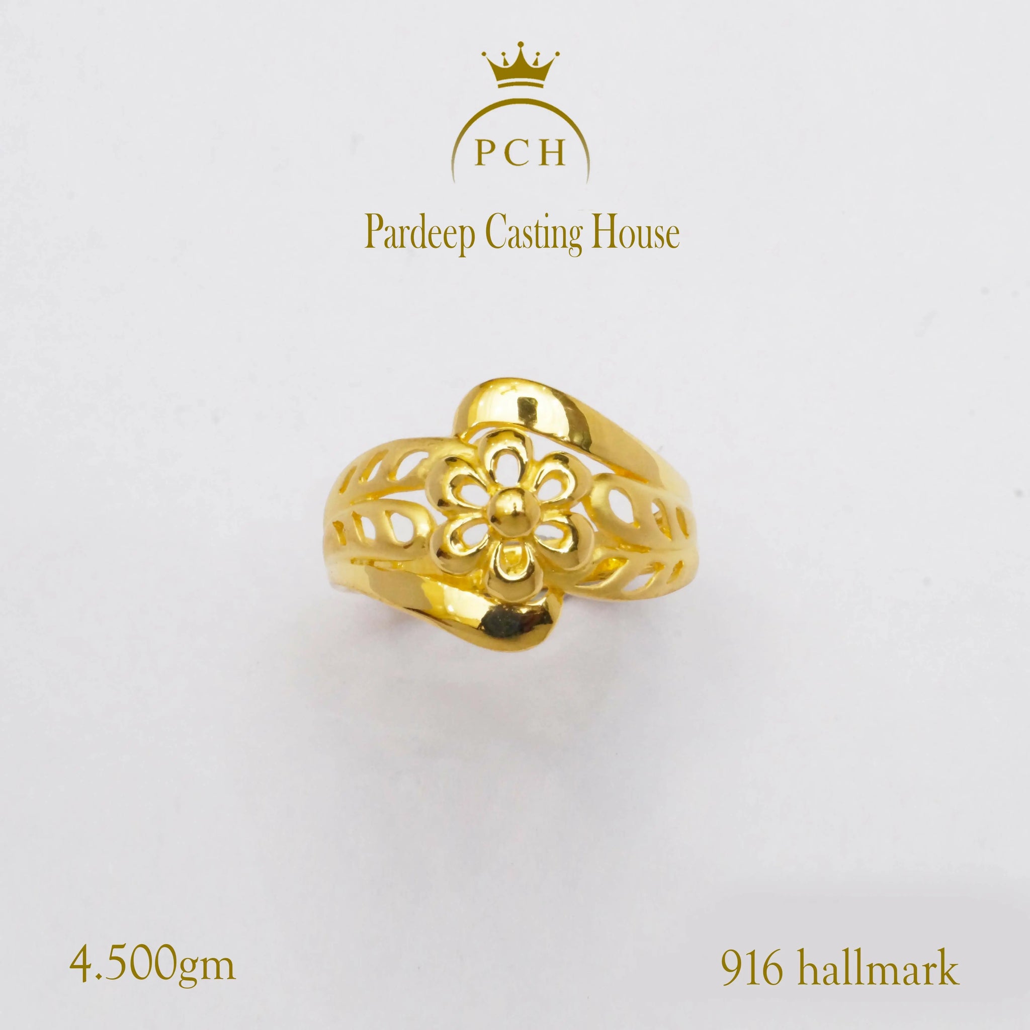 Gold Flower Shape Ladies Ring Sarafa Bazar India