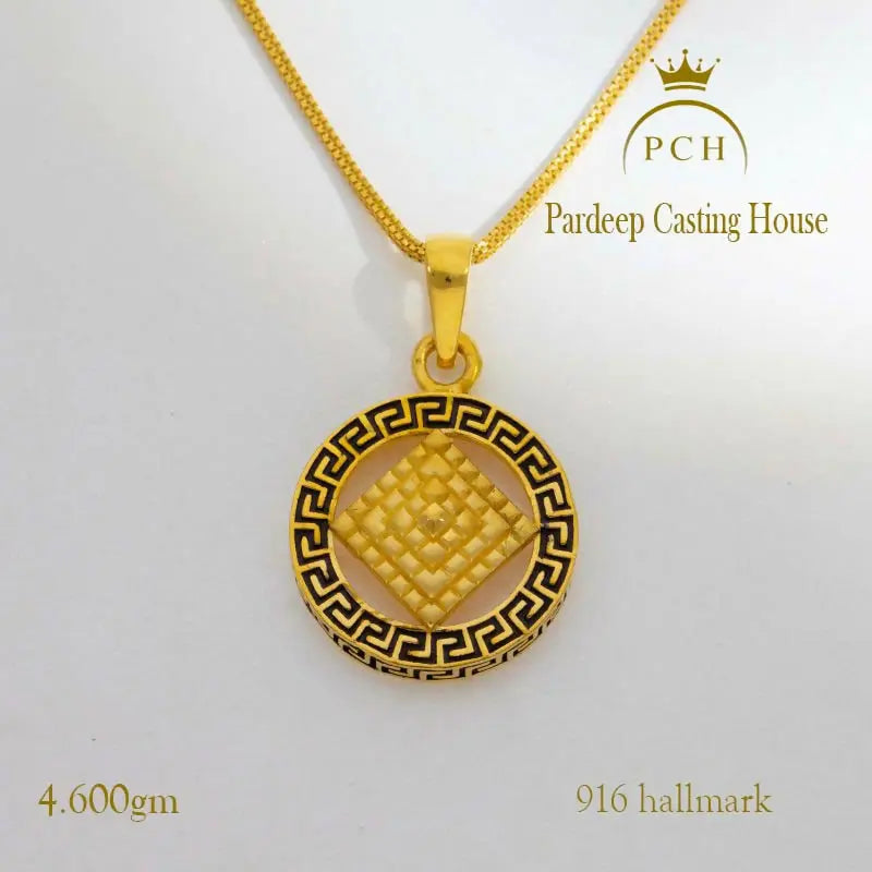 Gold Pendant With Antic Pattern Sarafa Bazar India