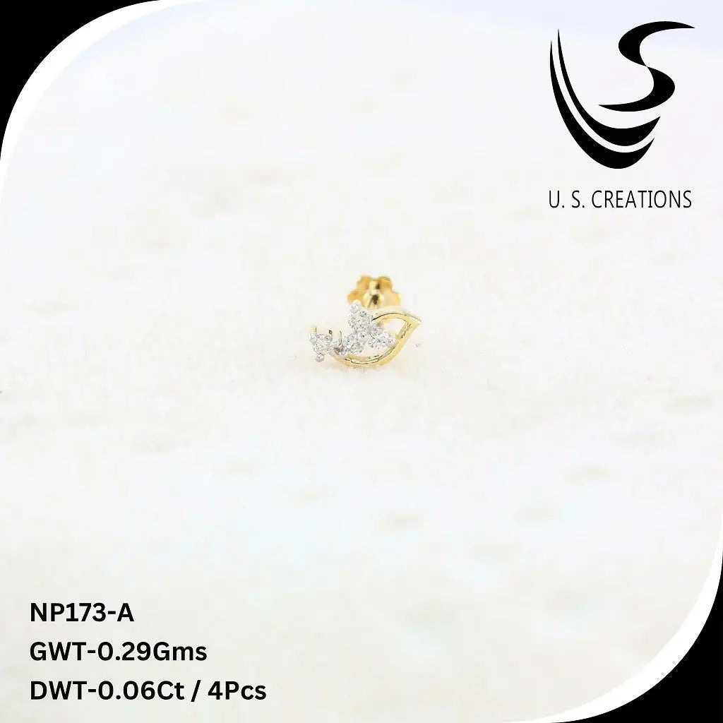 Gold & Diamond Nose Pin-NP-173-A Sarafa Bazar India