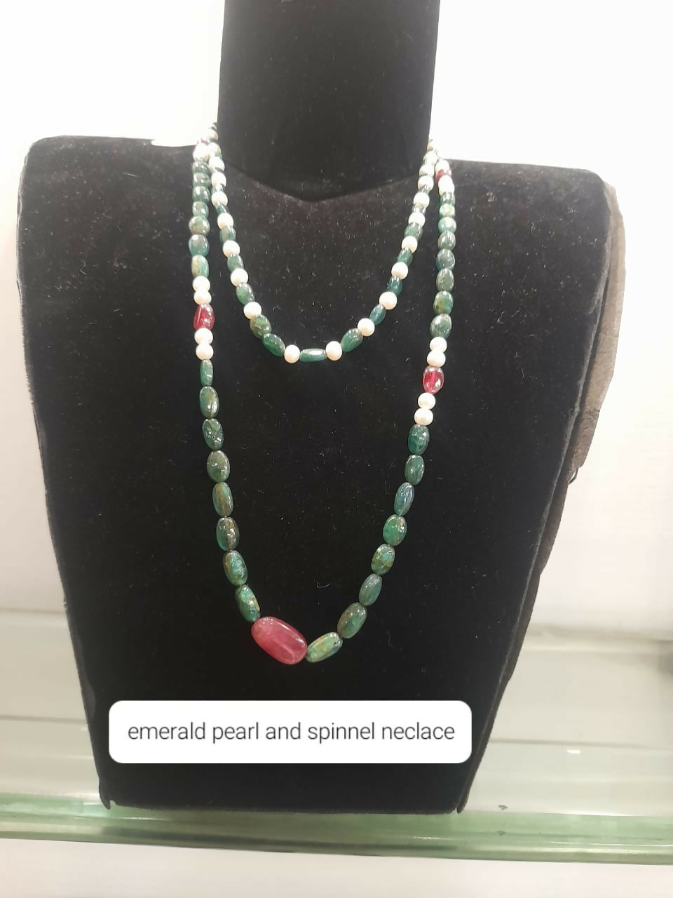 Emerald Peral and Spinnel Necklace Sarafa Bazar India