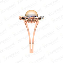 Grand 14K Rose Gold Diamond Engagement Ring With Pearl Asset Sarafa Bazar India
