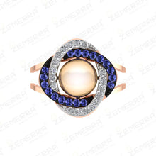 Grand 14K Rose Gold Diamond Engagement Ring With Pearl Asset Sarafa Bazar India