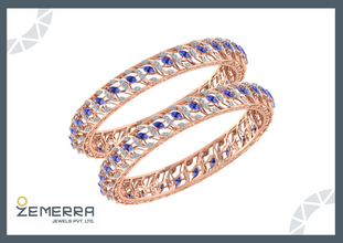 Unique 14K Rose Gold Diamond Bangles For Her Sarafa Bazar India