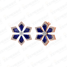 Unique 14K Rose Gold Blue Kite Cut Diamond Pendant Set Sarafa Bazar India