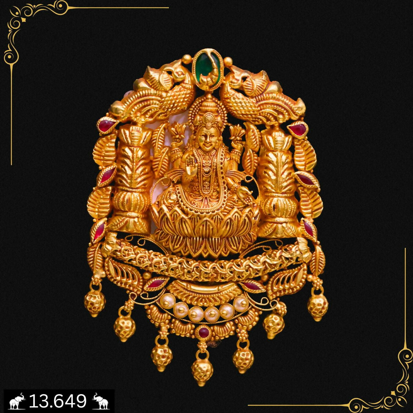 Antique Temple Pendant Set Sarafa Bazar India