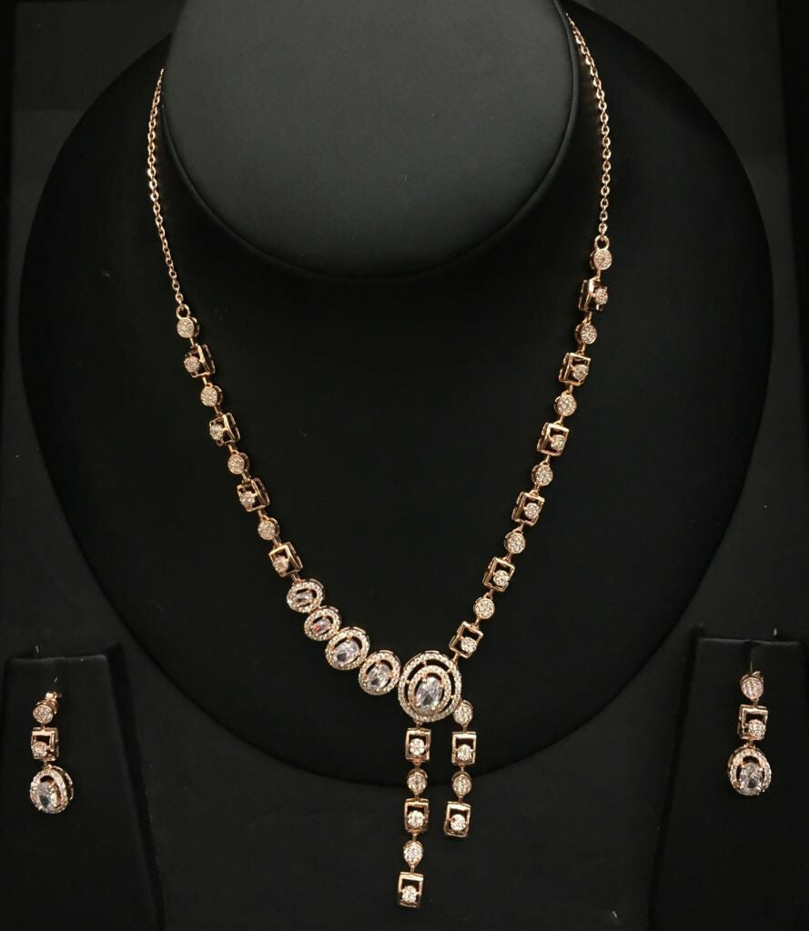 925 Silver Rose Gold Necklace Sarafa Bazar India