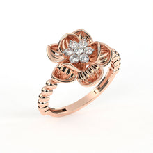 Round Cut Flower Lab Grown Diamond Ring | 14Kt Gold | Ladies Daily Wear Ring Sarafa Bazar India