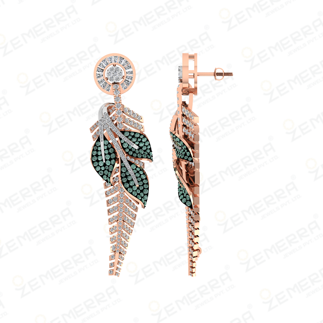 Classic 14K Rose Gold Diamond Drop Earrings Sarafa Bazar India