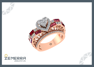 Lavish 14k Gold Diamond Halo Heart Ring Sarafa Bazar India