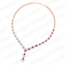 Delicate 14K Gold Diamond Ruby Kite Cut Stone Necklace Set Sarafa Bazar India