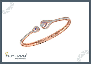 High Demand 14K Gold Diamond Open Bangle Bracelet Sarafa Bazar India