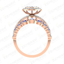 High Demand 14K Gold Diamond Tanzanite Stone Halo Ring For Gifting Sarafa Bazar India