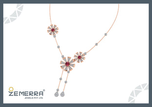 High Demand 14K Rose Gold Diamond Flower Pendant Sarafa Bazar India