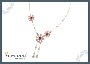 High Demand 14K Rose Gold Diamond Flower Pendant Sarafa Bazar India