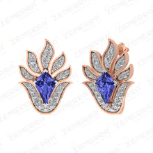 High Demand 14K Rose Gold Diamond Tanzanite Stone Bali Design Sarafa Bazar India