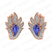 High Demand 14K Rose Gold Diamond Tanzanite Stone Bali Design Sarafa Bazar India