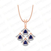 High Quality 14K Gold Diamond Trillion Cut Pendant Set Sarafa Bazar India