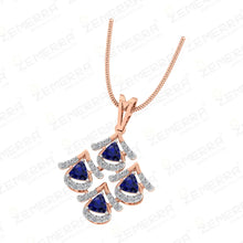 High Quality 14K Gold Diamond Trillion Cut Pendant Set Sarafa Bazar India