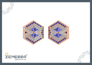 High Quality 14K Rose Gold Diamond Stud Earrings For Her Sarafa Bazar India