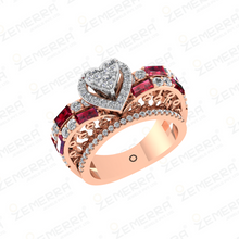 Lavish 14k Gold Diamond Halo Heart Ring Sarafa Bazar India