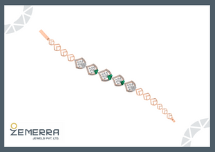 Unique 14K Rose Gold Diamond Bracelets With Gemstone Sarafa Bazar India